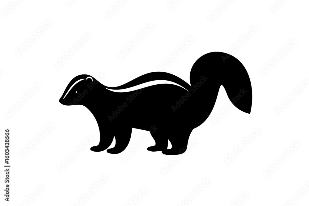 Fototapeta premium Skunk silhouette vector, Silhouette of a skunk black animal vector