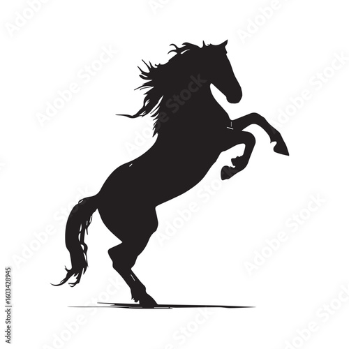 vector illustration of bucking horse silhouette set, Black & White silhouette set