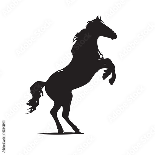 vector illustration of bucking horse silhouette set, Black & White silhouette set