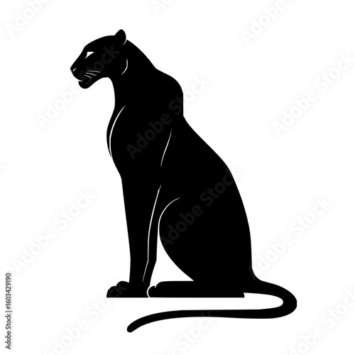 Silhouette of a black panther sitting, urban life theme