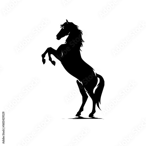 Black silhouette of a rearing horse