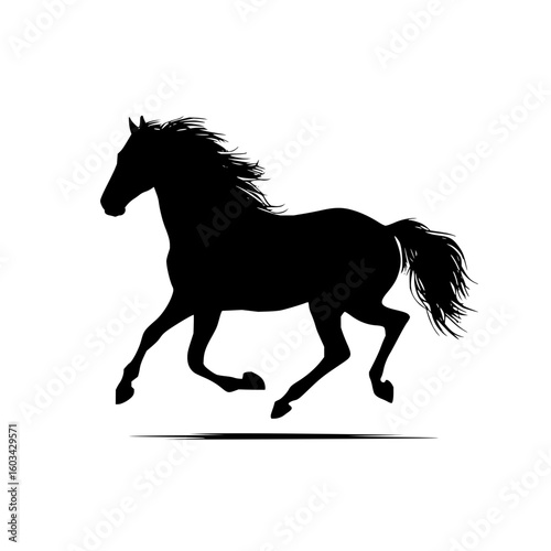 Silhouette of a running horse