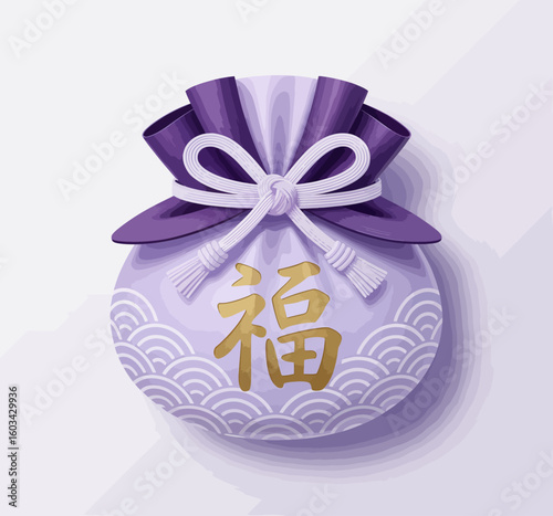 An elegant purple charm with beautiful decorative ribbons, symbolizing good luck and fortune, perfect for gifts and positive wishes.