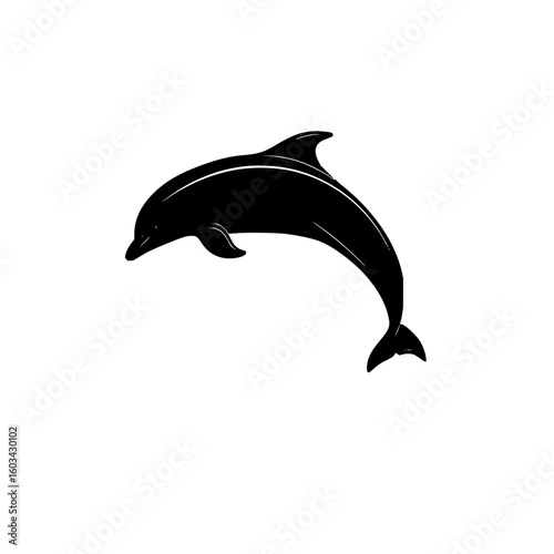 Black silhouette of a dolphin leaping