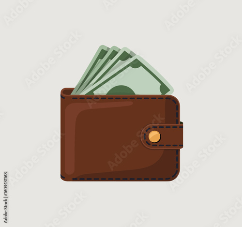 A realistic representation of a brown wallet filled with cash, illustrating themes of saving, budgeting, and financial well-being in today's economic climate.