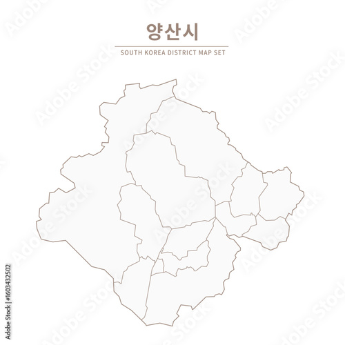 Yangsan-si Line Map. Illustration of Local Cities in Gyeongsang-do, South Korea