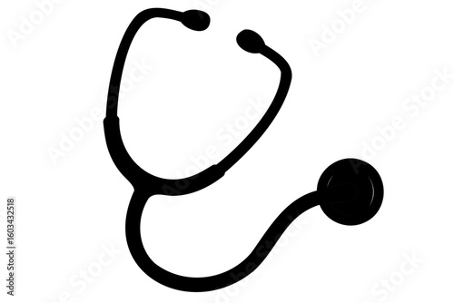 Medical stethoscope, Doctor stethoscope silhouette vector, medical device icon