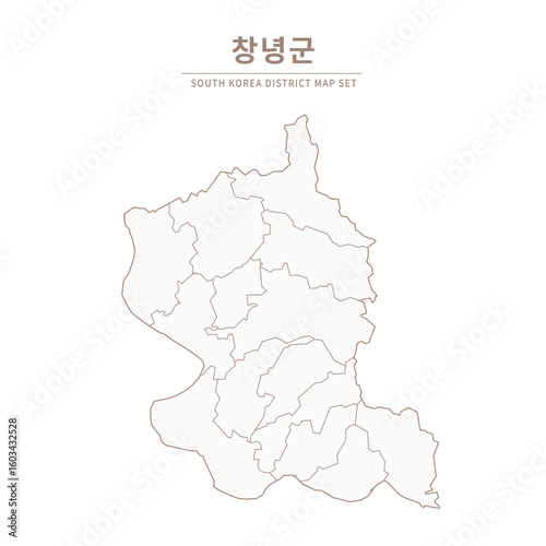 Changnyeong-gun Line Map. Illustration of Local Cities in Gyeongsang-do, South Korea