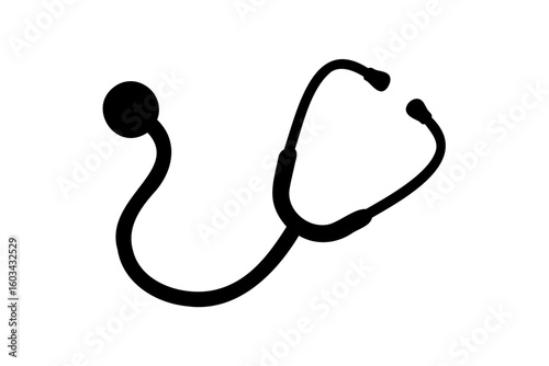 Medical stethoscope, Doctor stethoscope silhouette vector, medical device icon
