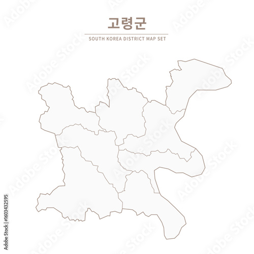 Goryeong-gun Line Map. Illustration of Local Cities in Gyeongsang-do, South Korea