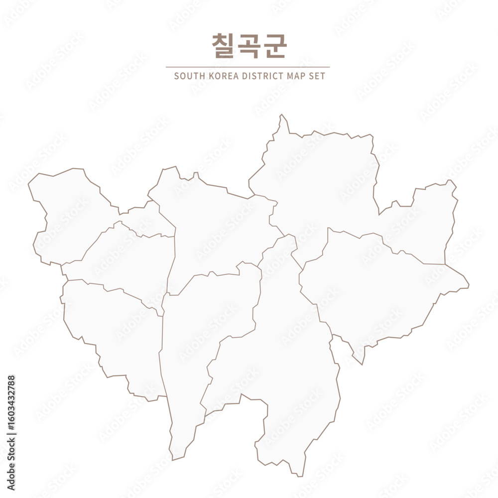 Obraz premium Chilgok-gun Line Map. Illustration of Local Cities in Gyeongsang-do, South Korea
