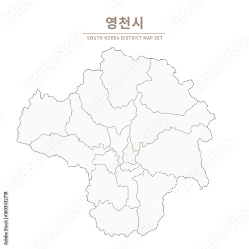 Yeongcheon-si Line Map. Illustration of Local Cities in Gyeongsang-do, South Korea