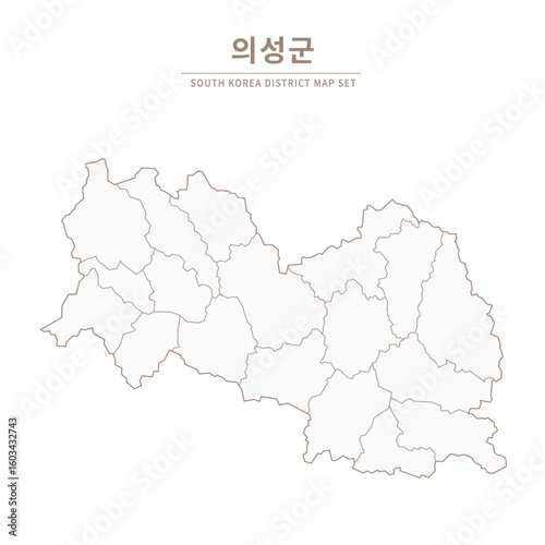 Uiseong-gun Line Map. Illustration of Local Cities in Gyeongsang-do, South Korea