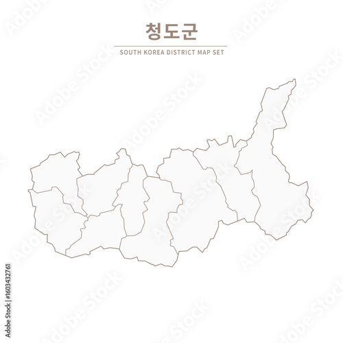 Cheongdo-gun Line Map. Illustration of Local Cities in Gyeongsang-do, South Korea