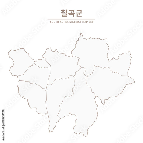 Chilgok-gun Line Map. Illustration of Local Cities in Gyeongsang-do, South Korea