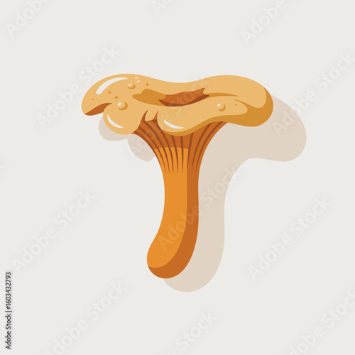 An artistic depiction of a chanterelle mushroom, showcasing its unique form and color, symbolizing the beauty of nature and gourmet culinary delights in a stylish design.