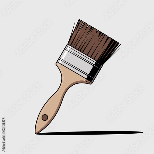 A detailed illustration of a paint brush with a wooden handle and vibrant bristles, symbolizing creativity, artistry, and the joy of painting and self-expression.