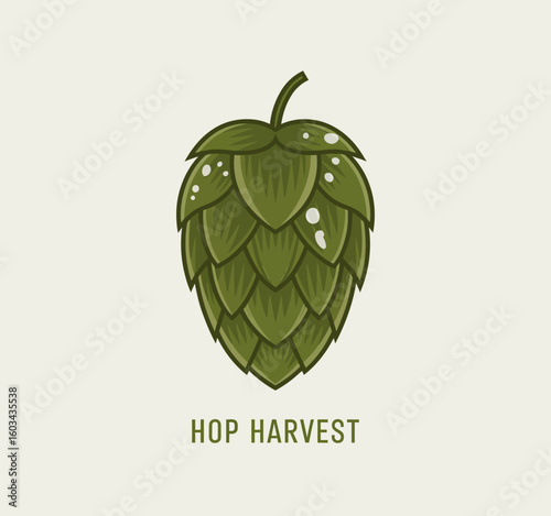 A visually appealing illustration of a hop cone, representing the harvest and cultivation of hops, an essential ingredient in beer brewing and agriculture.