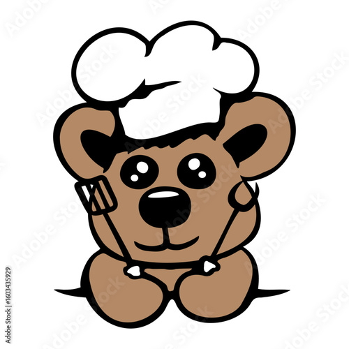Bear BBQ Sausage Barbecue Chef's Hat Cook Hunger