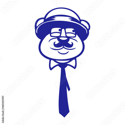 Bear Sir Gentleman Mr. Glasses Hat Cool Tie Suit Beard