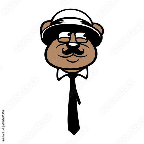 Bear Sir Gentleman Mr. Glasses Hat Cool Tie Suit Beard