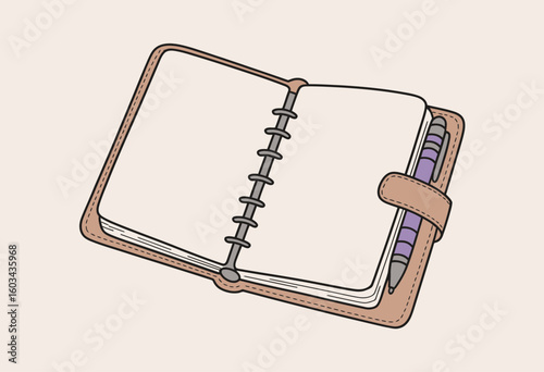 An open notebook with a stylish pen, representing inspiration and creativity, inviting thoughts and ideas to flow, making it a fantastic visual for stationery lovers and productivity.