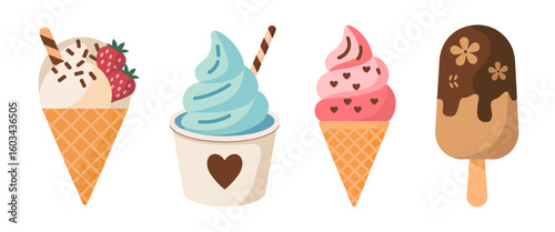 A delightful array of colorful ice cream treats including cones and popsicles, showcasing a variety of flavors to entice dessert lovers and evoke refreshingly sweet memories.