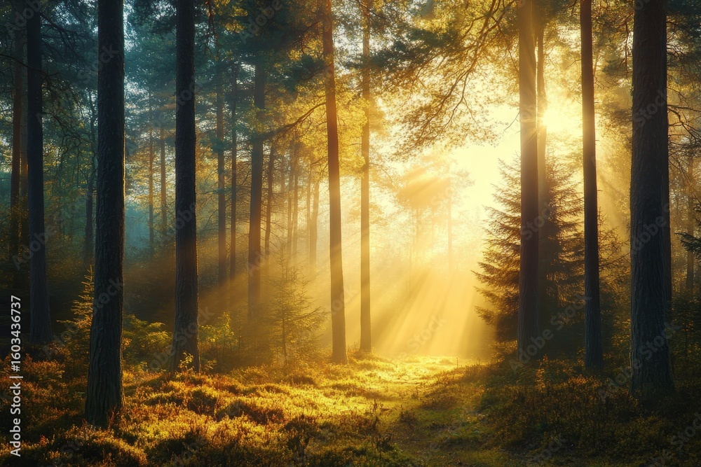 Fototapeta premium The path that winds through the autumn forest leads to the mountain's top