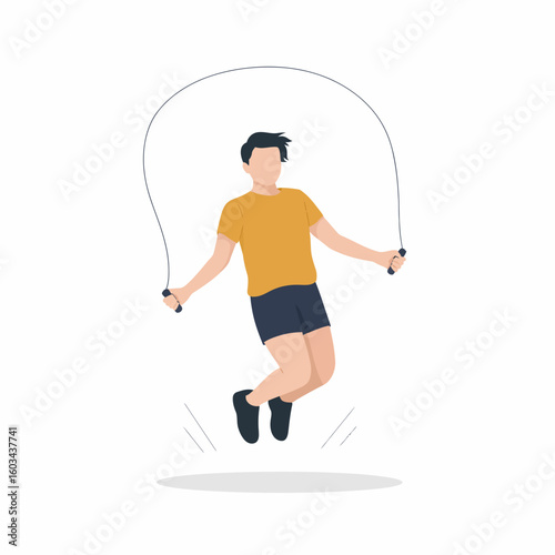 A child is energetically jumping rope, capturing the essence of playfulness and physical activity, representing the joy and benefits of maintaining an active lifestyle.