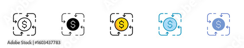 Cash Inflow  Icon Set Multiple Style Collection