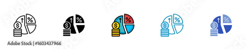 Profit Margin  Icon Set Multiple Style Collection