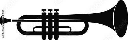 Trombone silhouette, brass instrument icon vector