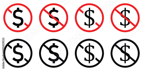 No Dollar Sign Icon — Currency Prohibited, No Money, Blocked Dollar Symbol