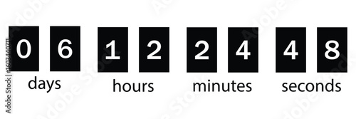 Flip Countdown Timer and Clock Icons – Digital Time Display and Stopwatch Vector Set 