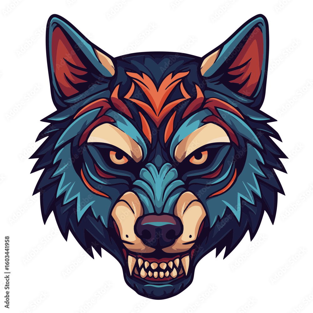Obraz premium Vector illustration of wolf mask flat style on white background, costume accessory