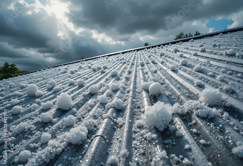 Pitted and Bruised: Aluminum Shed Roof After Intense Hailstorm	