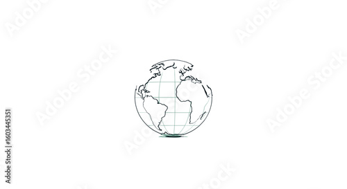 Illustration of a stylized globe with continents and latitude longitude lines in a vase shape design