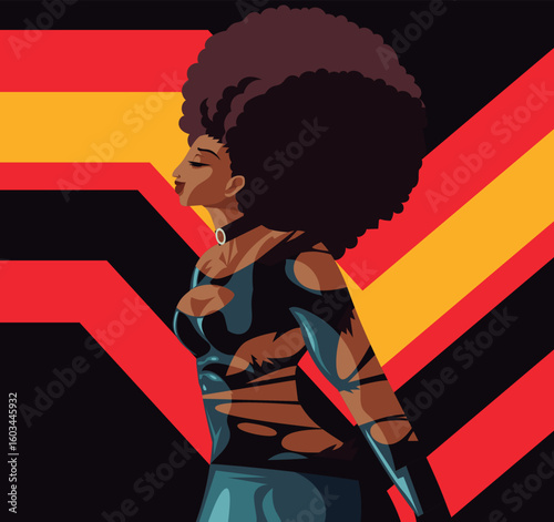 latex rubber pride flag and sensual african woman