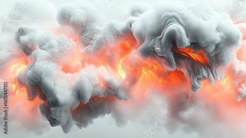 Ethereal cloudscape with vibrant orange glow creating a captivating visual spectacle