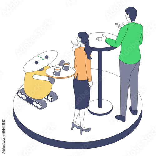 ロボットがコーヒーを運ぶ！未来のオフィス休憩風景