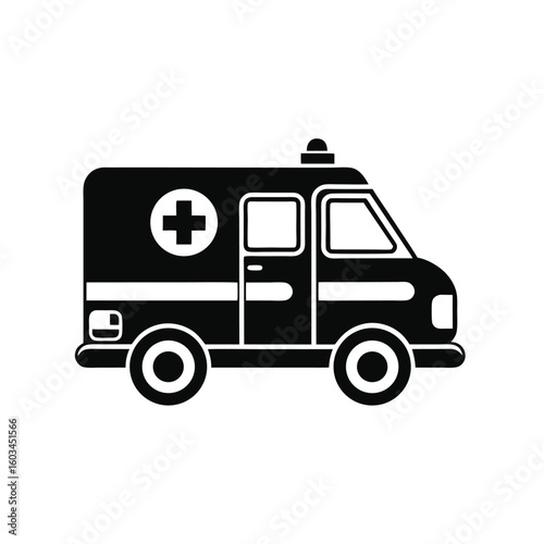 Wallpaper Mural Black silhouette of an ambulance with medical cross isolated on white background Torontodigital.ca