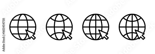 Web icon logo design. go to web sign and symbol. web click icon. Global search icon