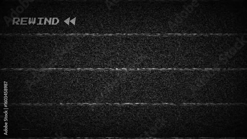 Rewind Old VHS Tape Display OVERLAY IN BLACK BACKGROUND 4K video.