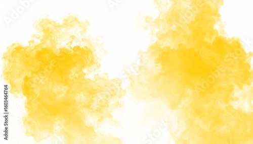 Cloud of yellow smoke on a white background. Isolated background cut out. Thick, sulfur-colored smoke screen effect. High quality. 