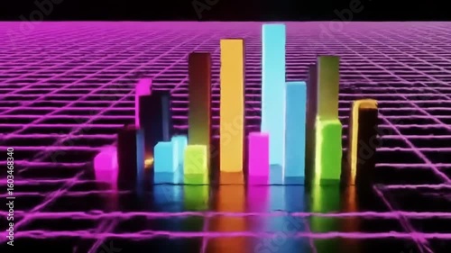 Finance technology stock market graph with a digital equalizer wave design