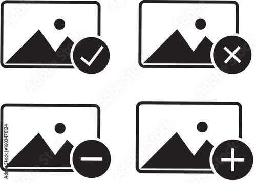 image gallery edit icon set.Minimal image sign, photography, including cameras, images vector,
