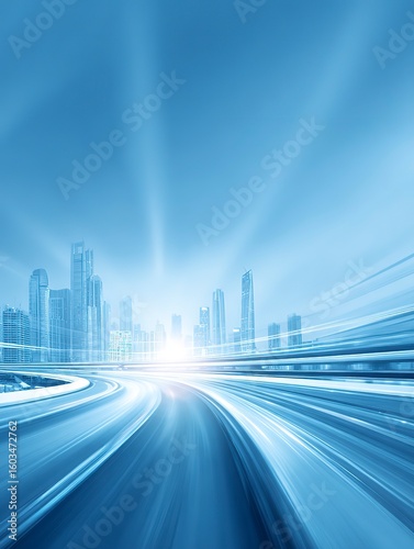 Blue - tone Urban Dynamic Road for Tech Posters, Business PPTs, City Promotion, Futuristic Design, Traffic - themed Materials