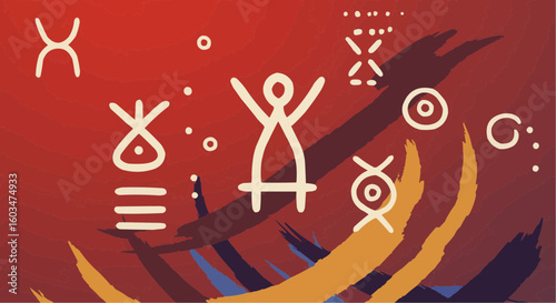 Tribal Abstract Symbols Illustration – Ethnic Geometric Art Design
