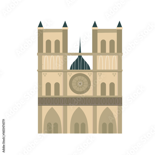France, Amiens Cathedral tourism landmarks, vector city travel illustration, iconic