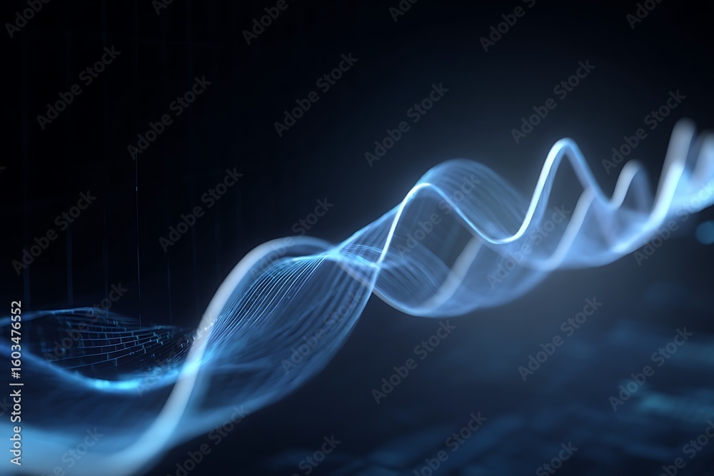 Fototapeta premium Abstract visualization of digital sound waves representing data flow and scientific innovation in technology